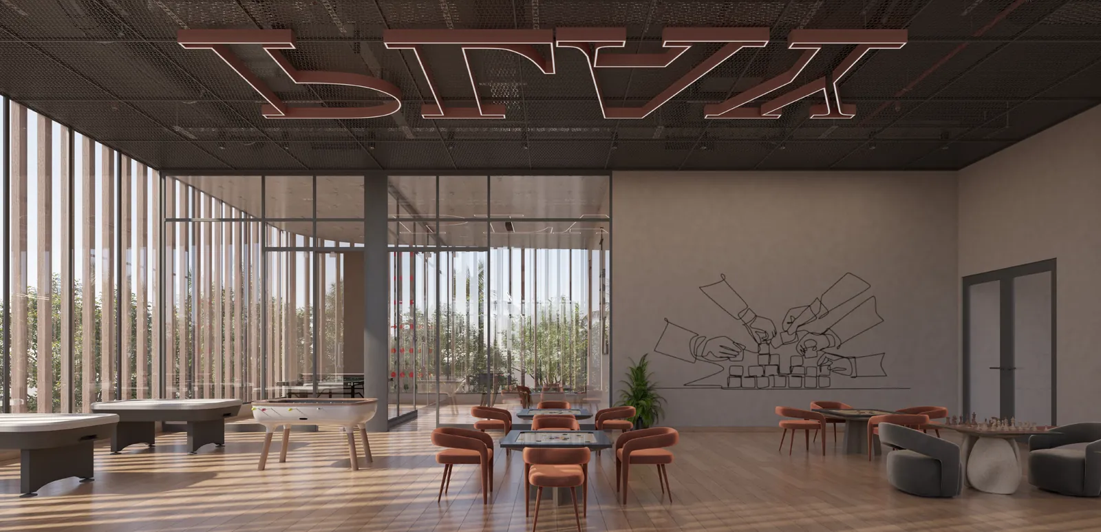 Artist's impression of the clubhouse lounge